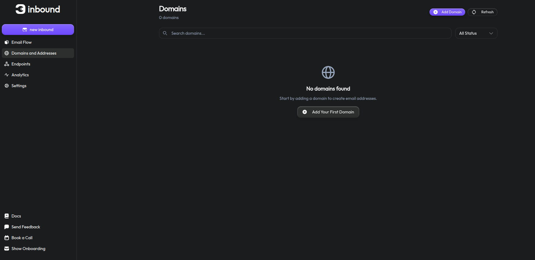Screenshot showing email API dashboard and inbound email integration setup