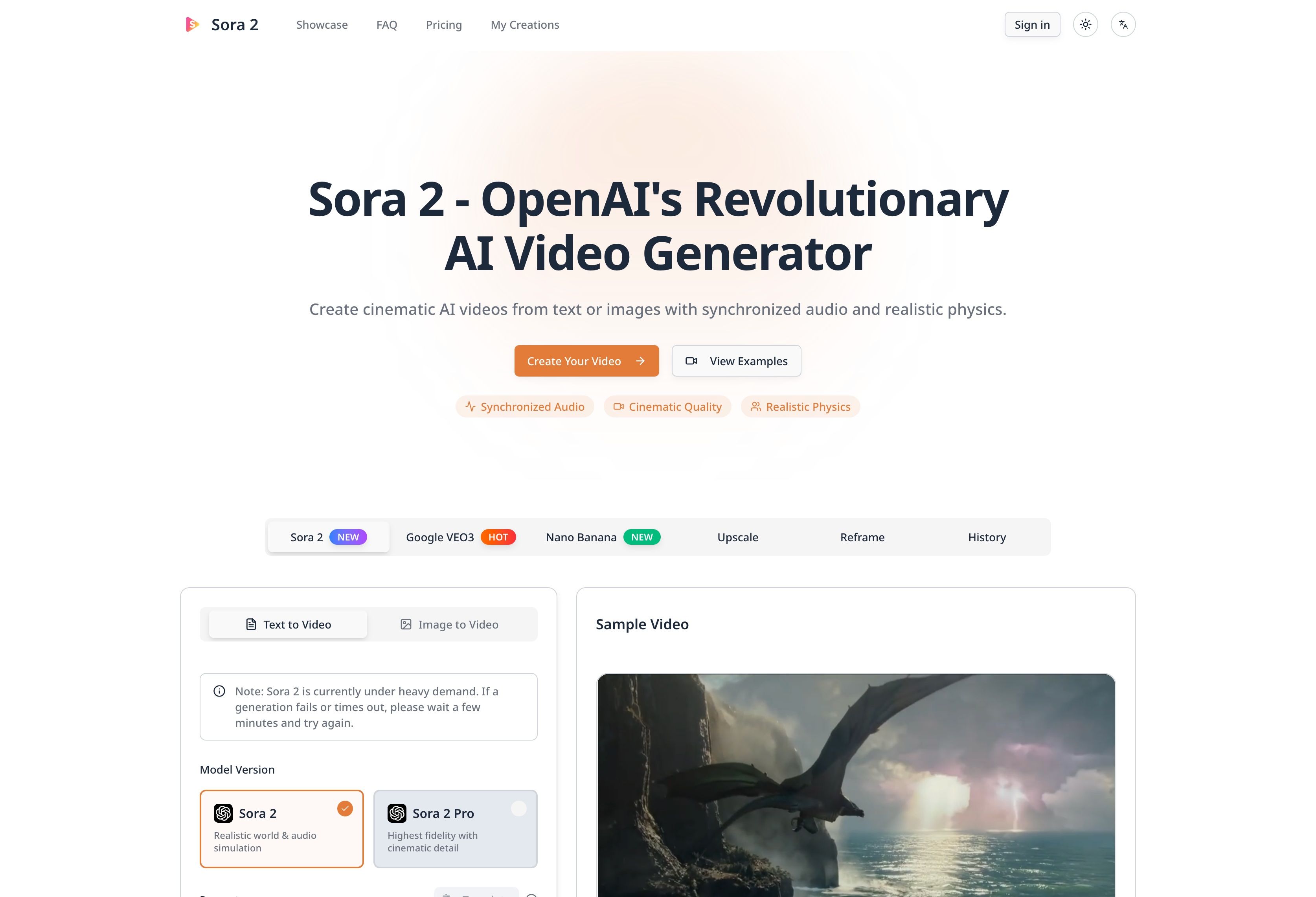 Sora 2 - Cinematic AI Video Generator with Audio preview