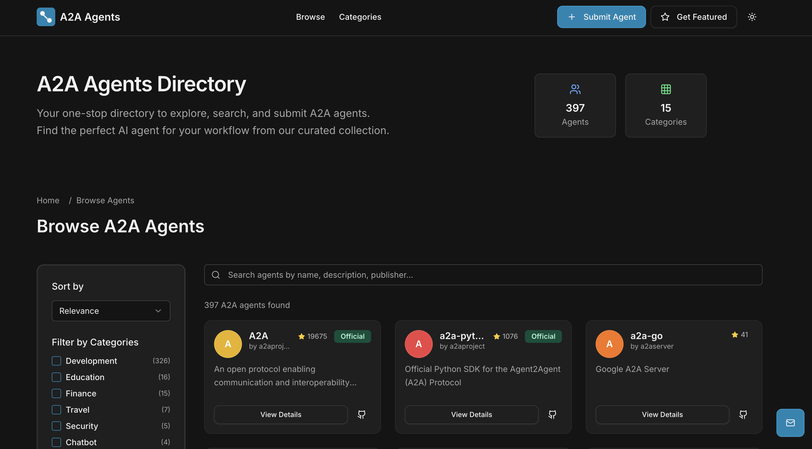 A2A Agents Directory preview
