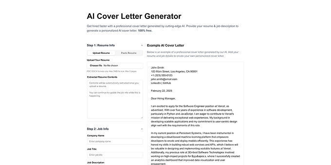 AI Cover Letter Generator preview
