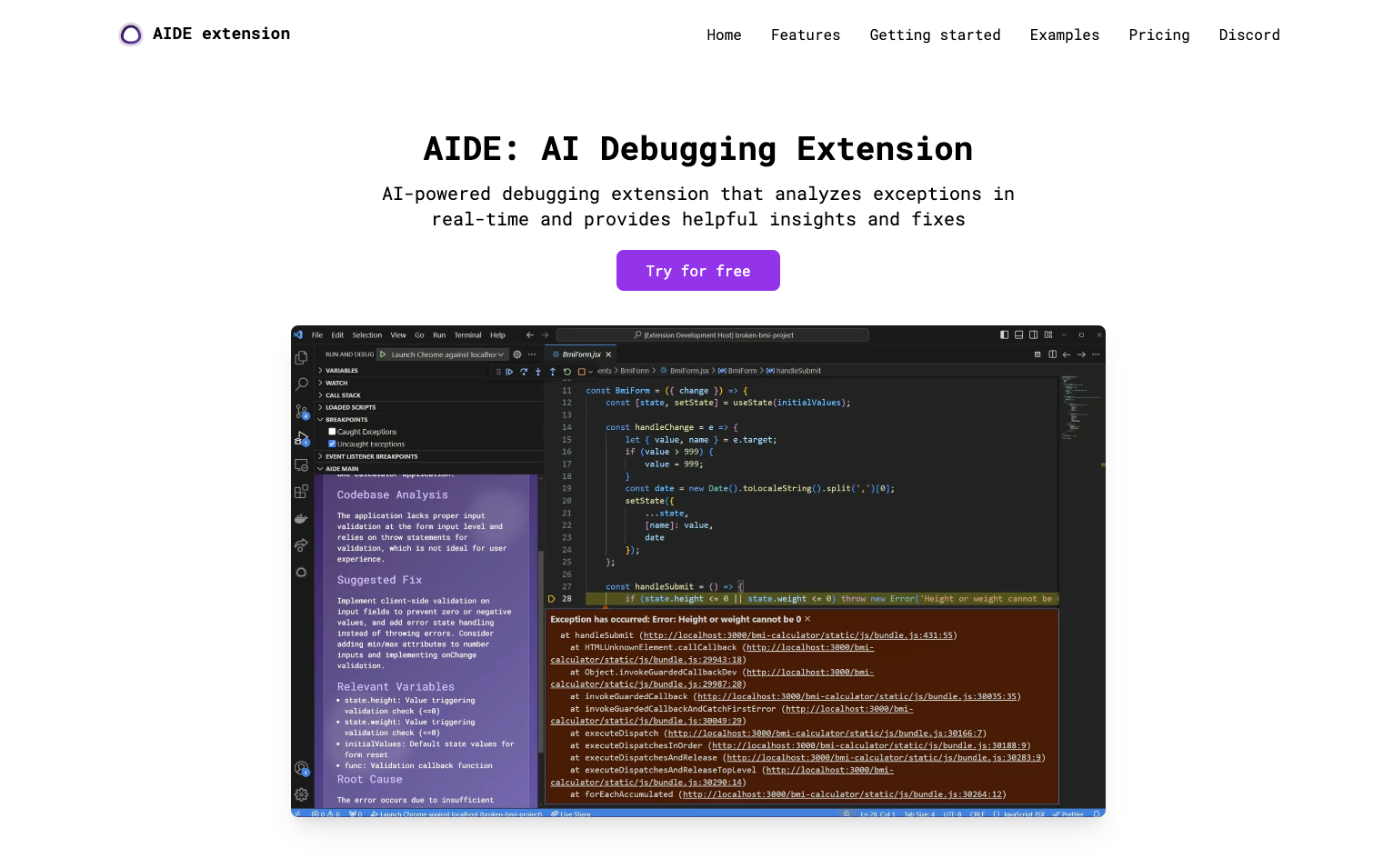 AIDE: AI powered debugging extension preview