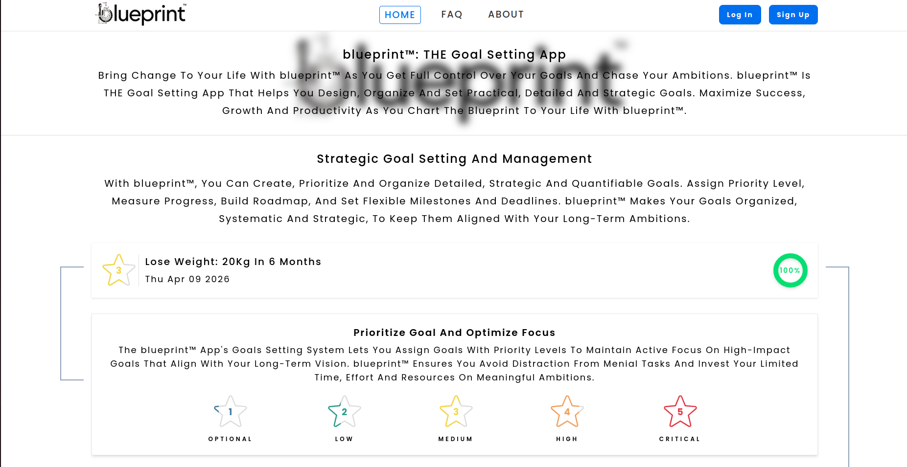 blueprint: THE Goal Setting App