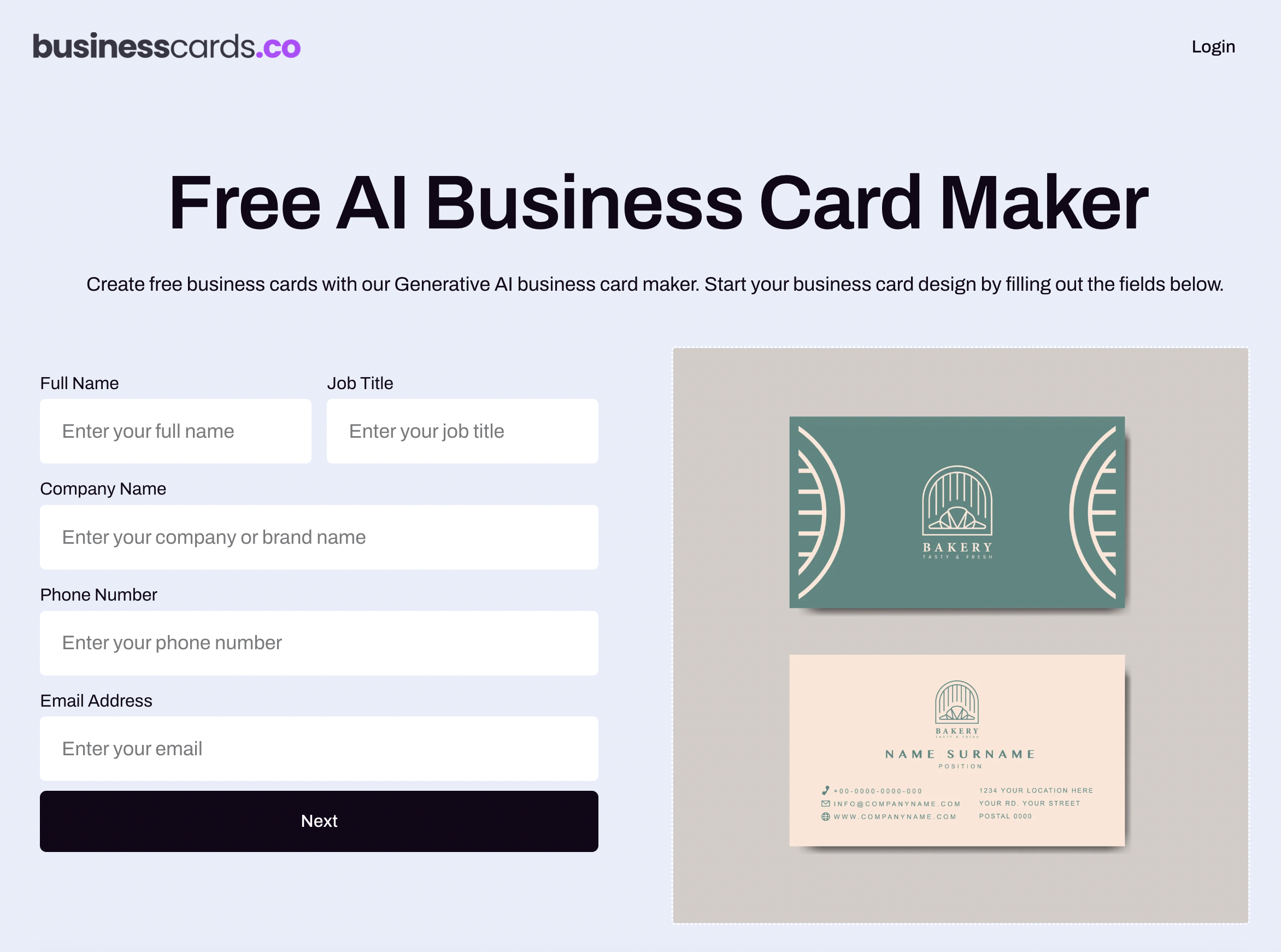 BusinessCards.co preview
