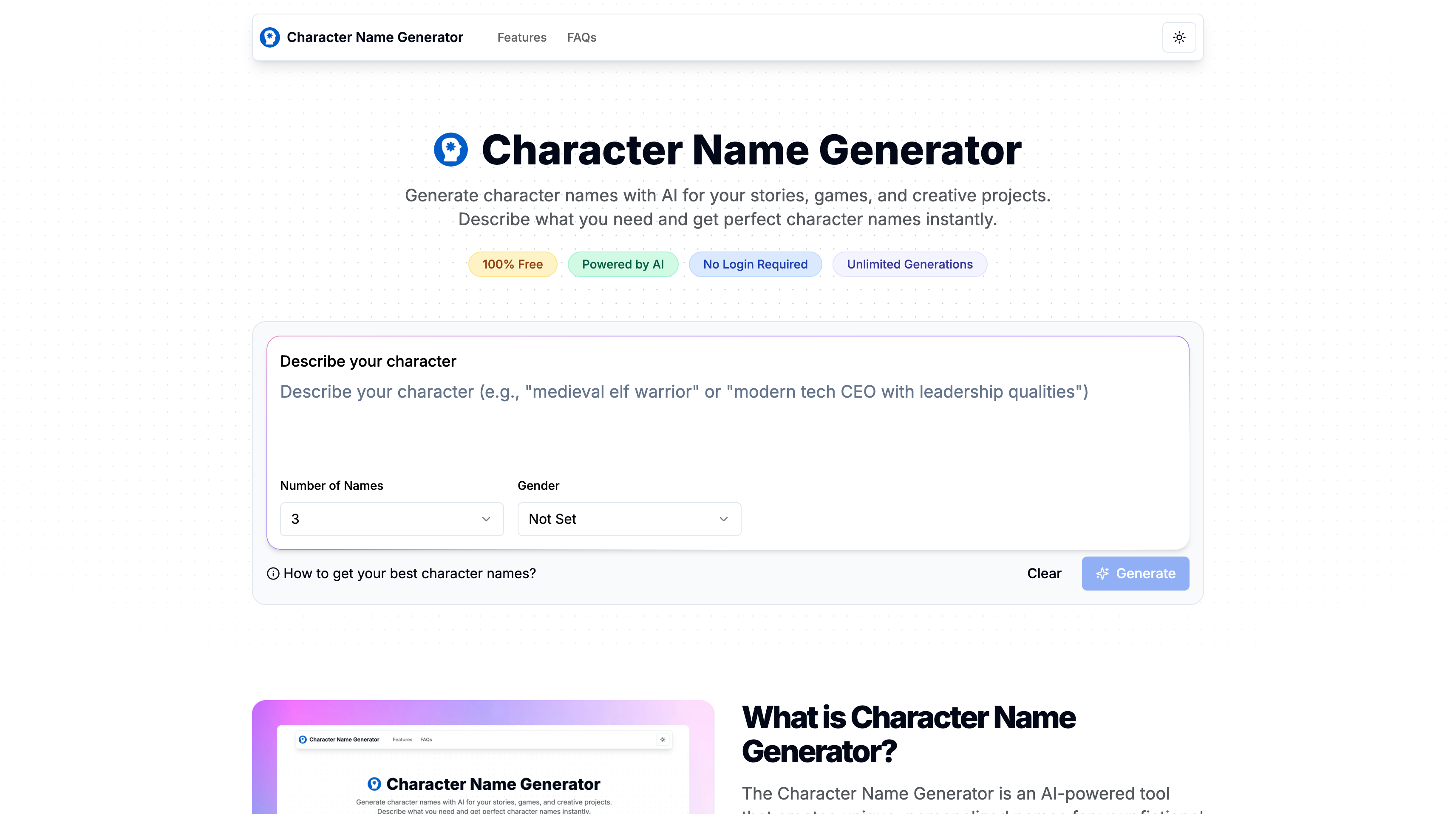Character Name Generator preview