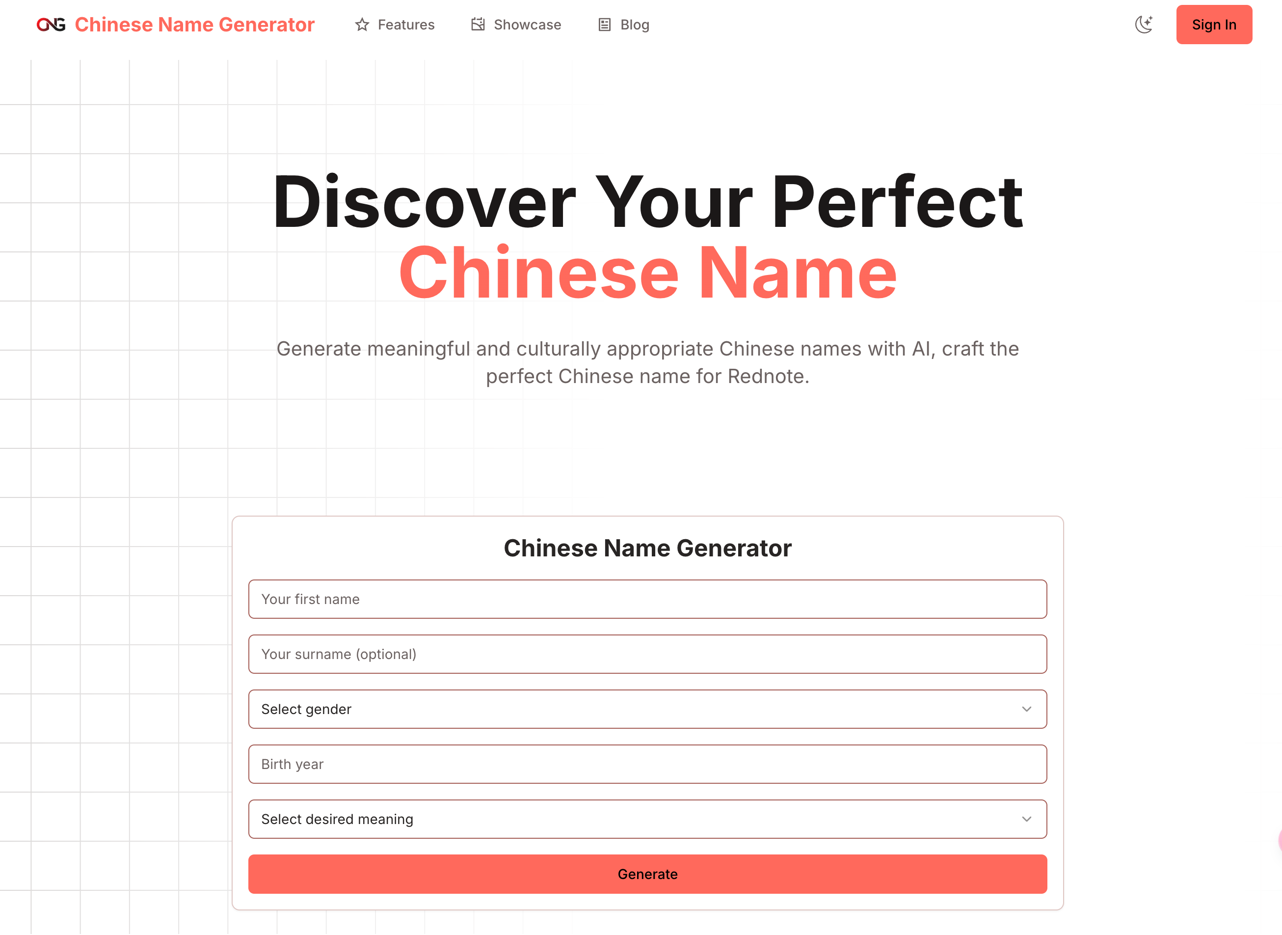 Chinese Name Generator preview