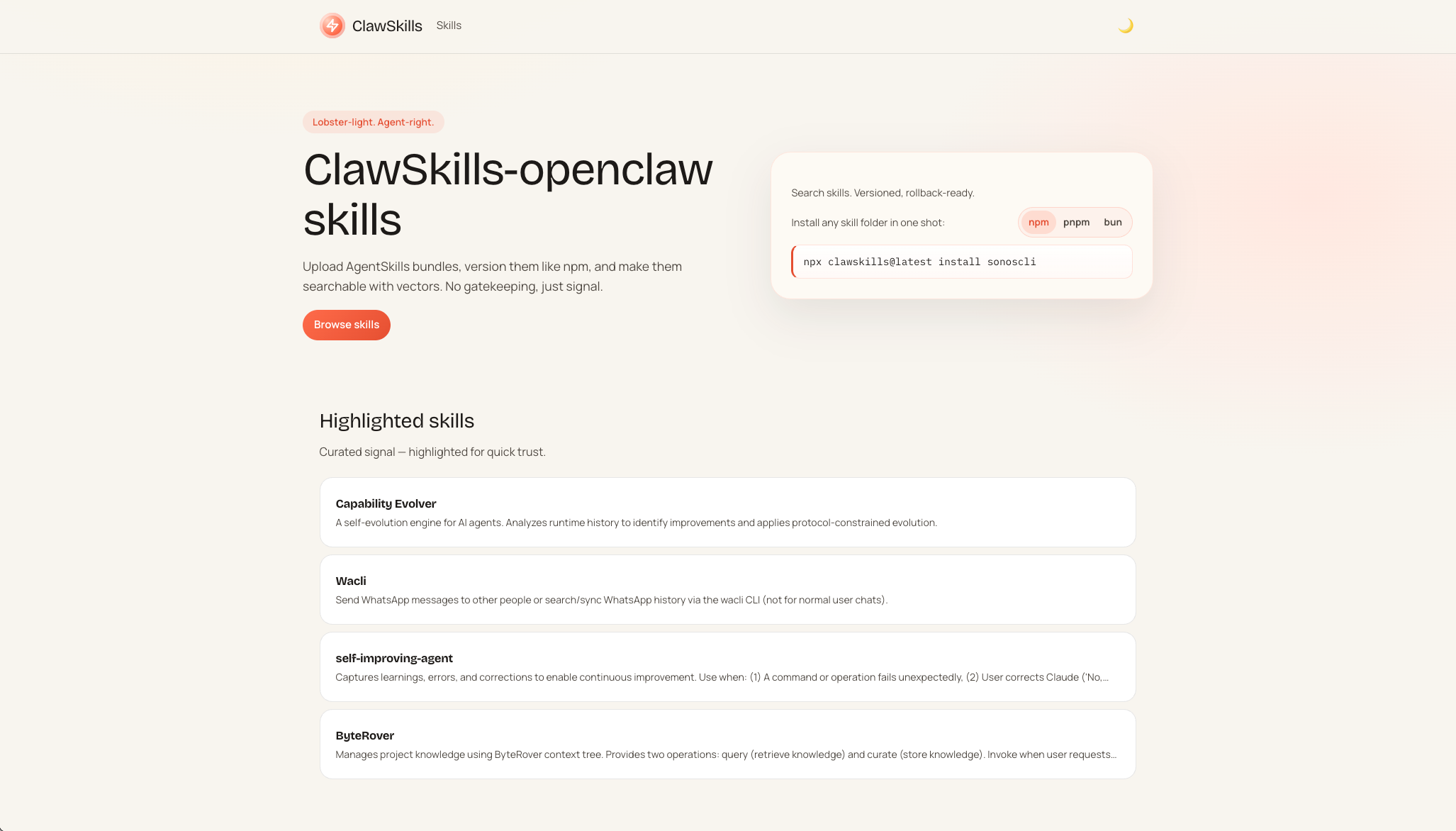 ClawSkills preview
