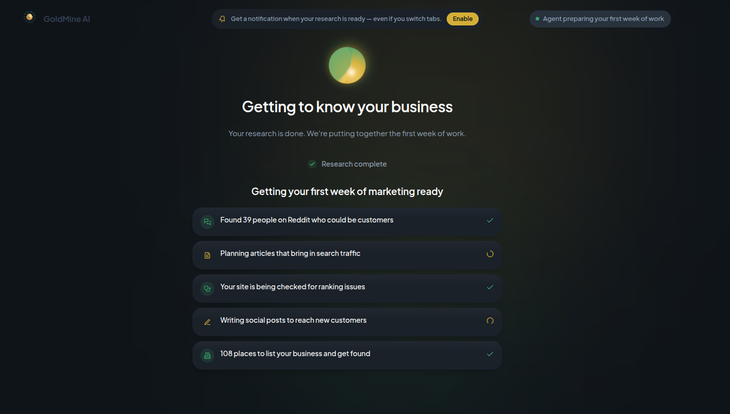 Adding business context during GoldMine onboarding